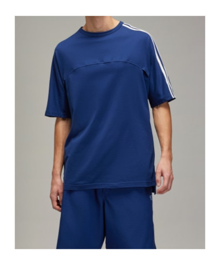 Y-3 3-stripes Short Sleeve Tee In Blue