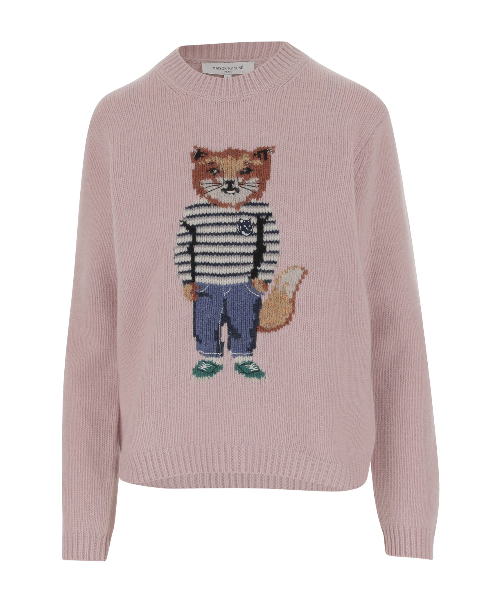 Shop Maison Kitsuné Fox-intarsia Knit Jumper In Nude