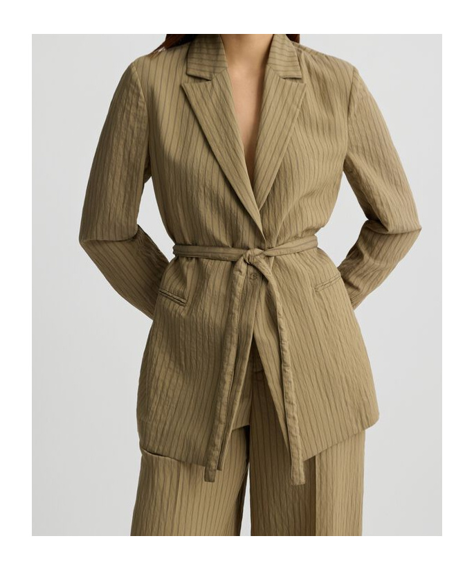 Shop Liu •jo Belted Blazer In Brown
