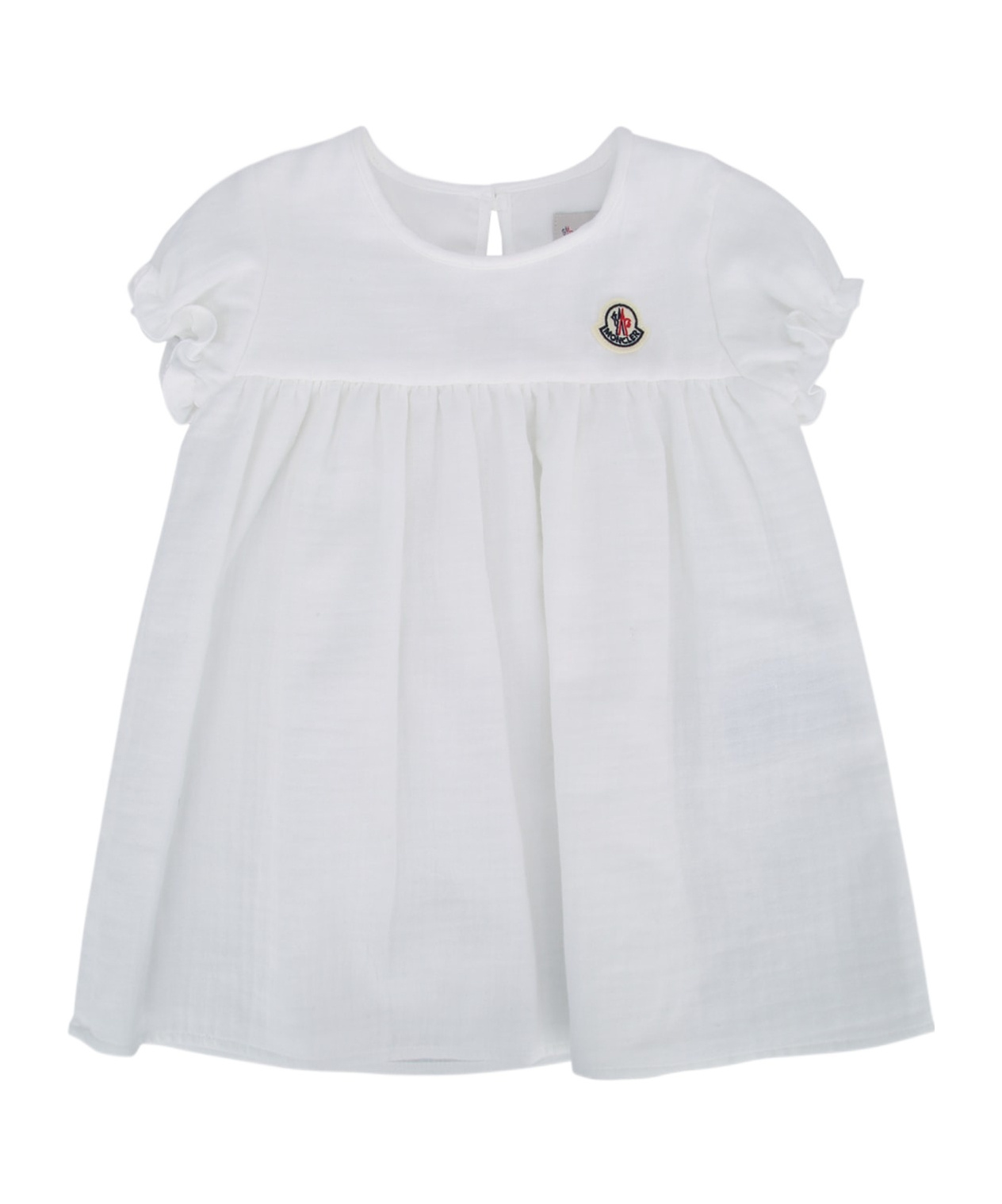 Moncler Round Neck Short Sleeve Dress In White