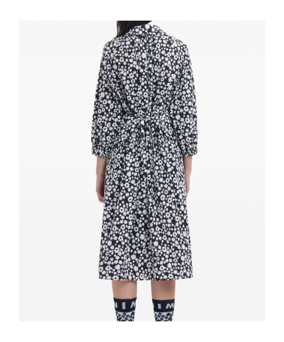Marni Floral-print Midi Dress In Black
