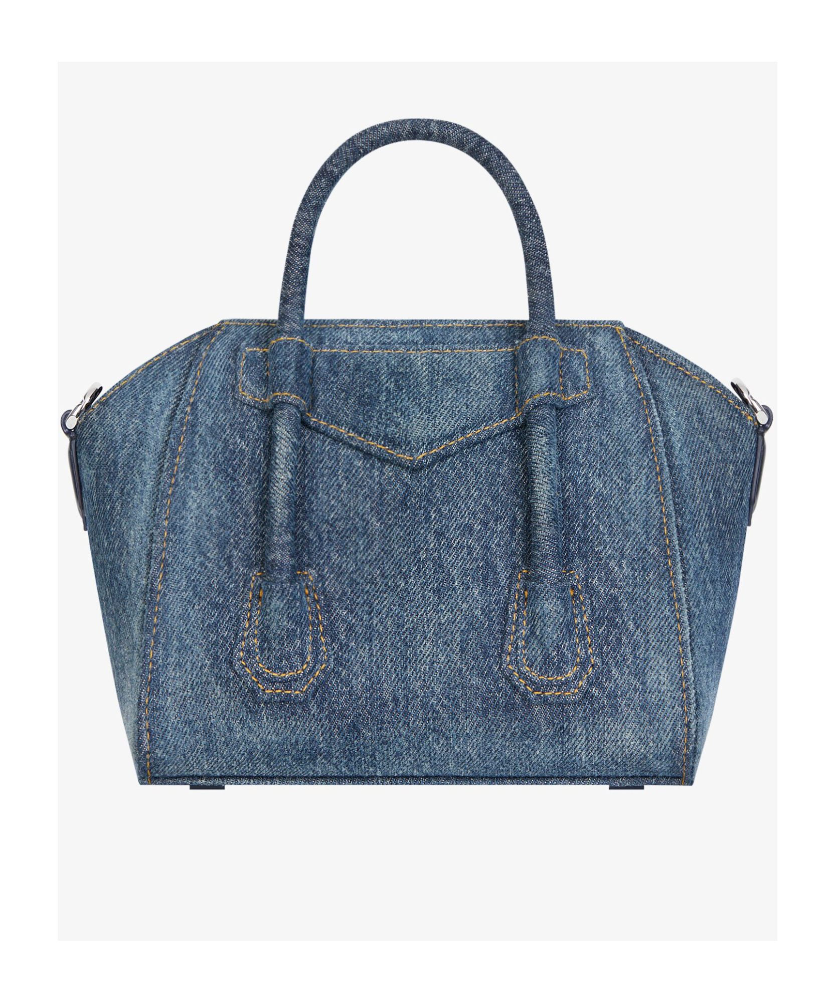 Givenchy Antigona Toy Lock Washed Denim Cloth Bag In Blue