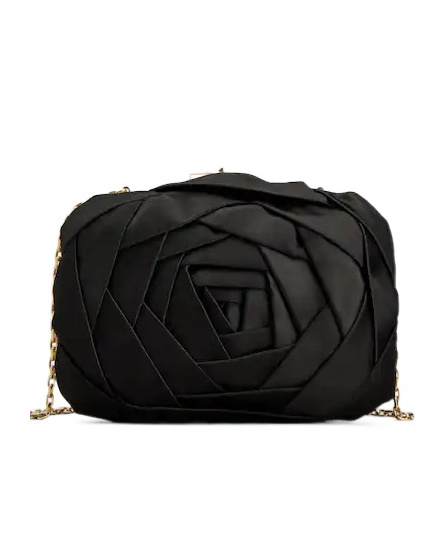 Roger Vivier Vivier Rose Pouch In Raso In Black