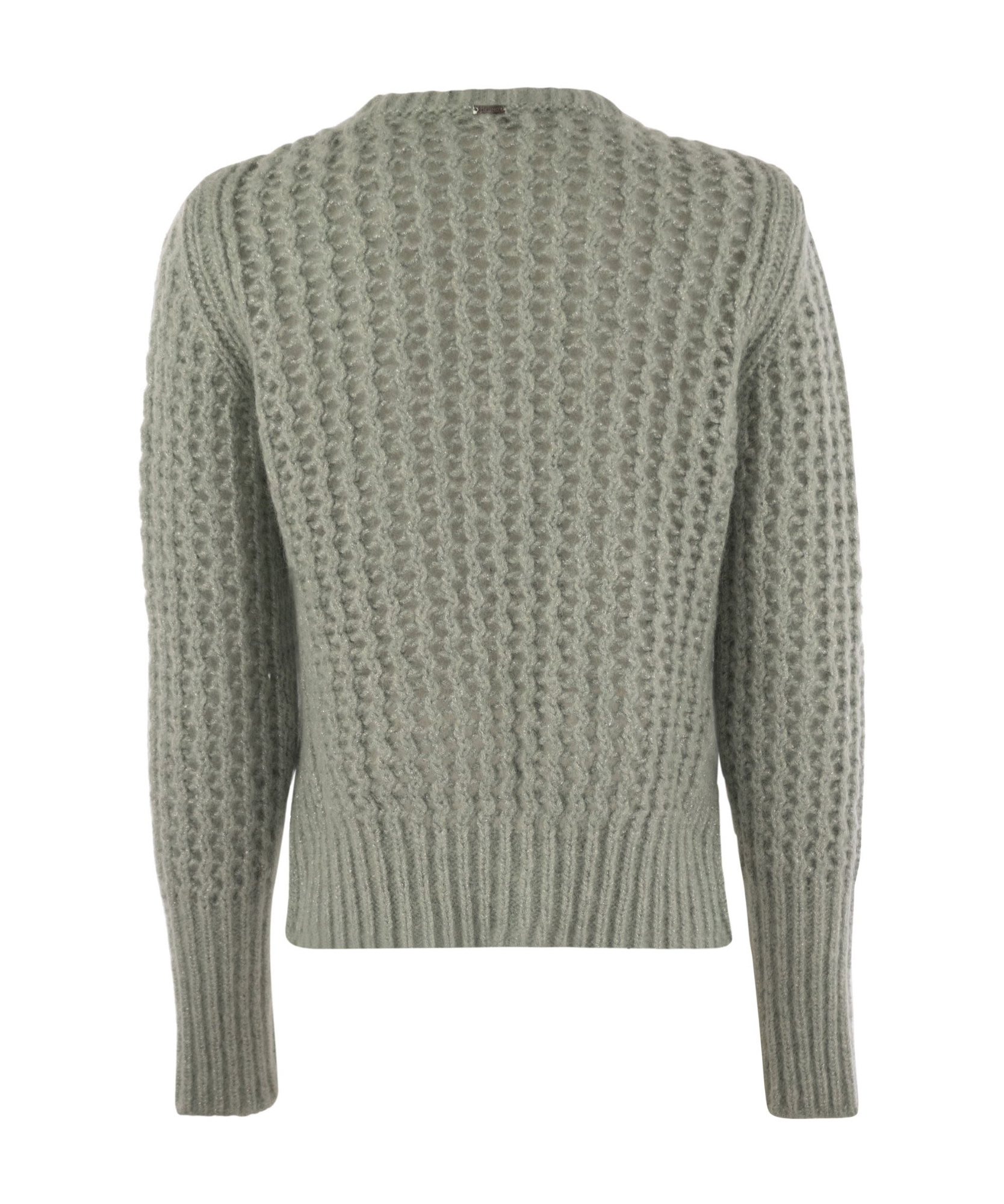 Herno Elegant Alpaca-wool Blend Sweater With Graphic Openwork In Gray