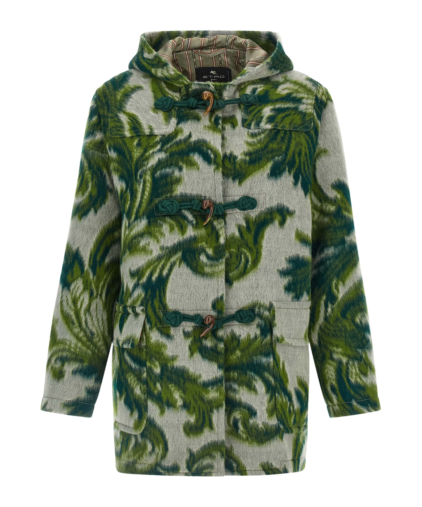 Etro Carded Wool Jacket Puffer Jackets Green In Green