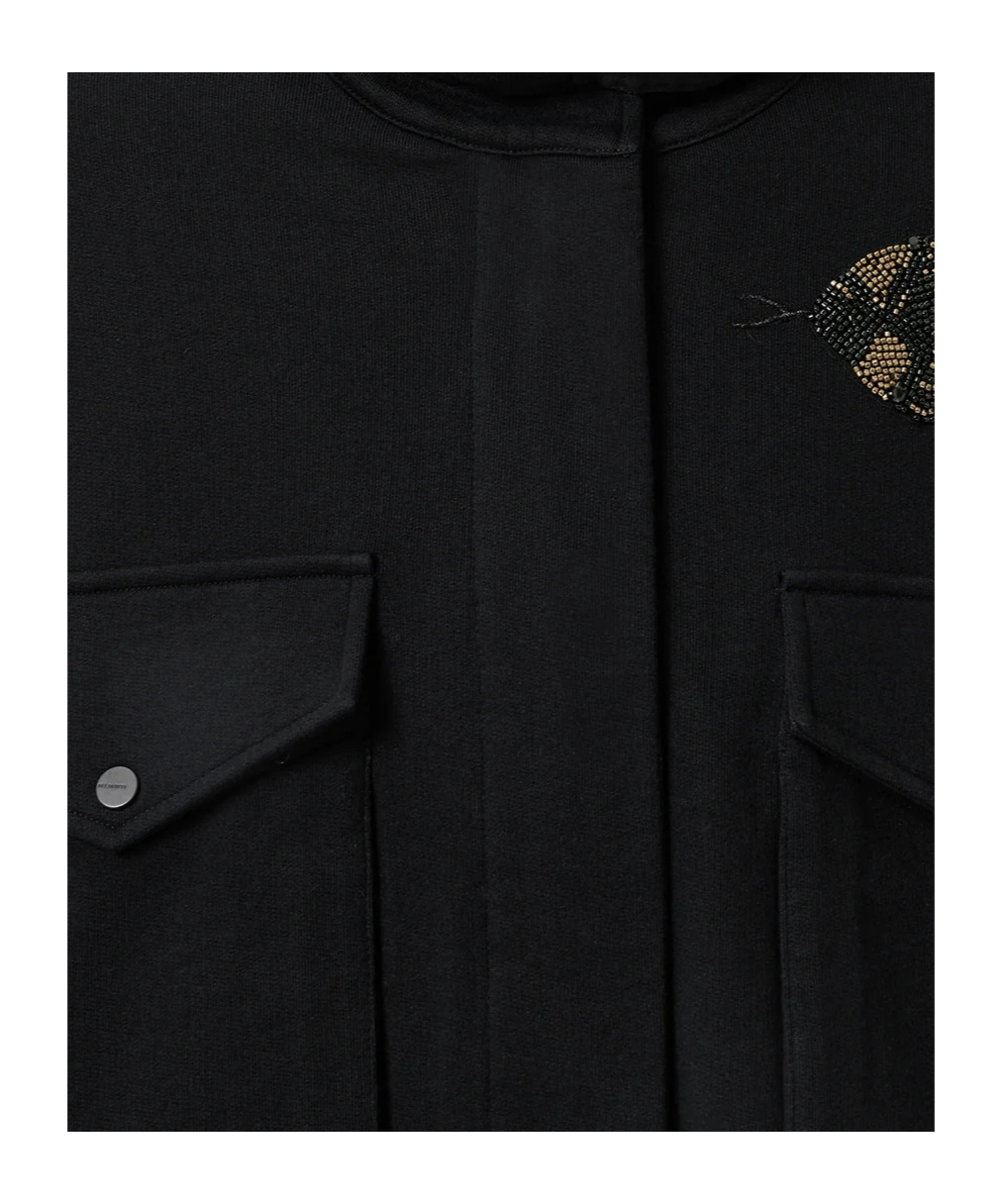 Allsaints Womens Black Ouros Clarie Snake-embellished Cotton Jacket Xs In Black