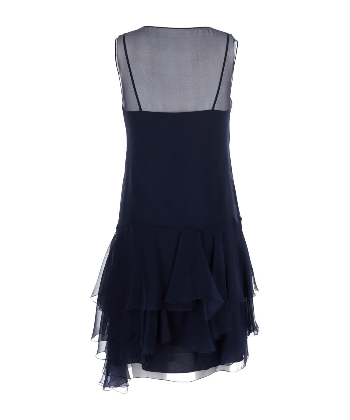 Alberta Ferretti Blue Dress With Thin Straps And Ruffles In Black