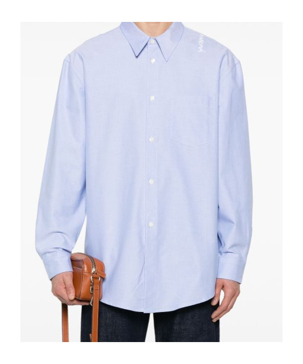 Marni Logo-embroidered Shirt In Blue
