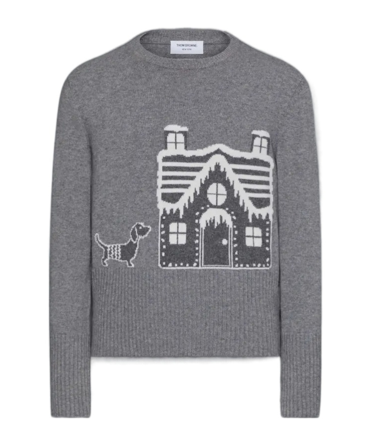 Thom Browne Patterned-jacquard Wool Jumper In Light Gray