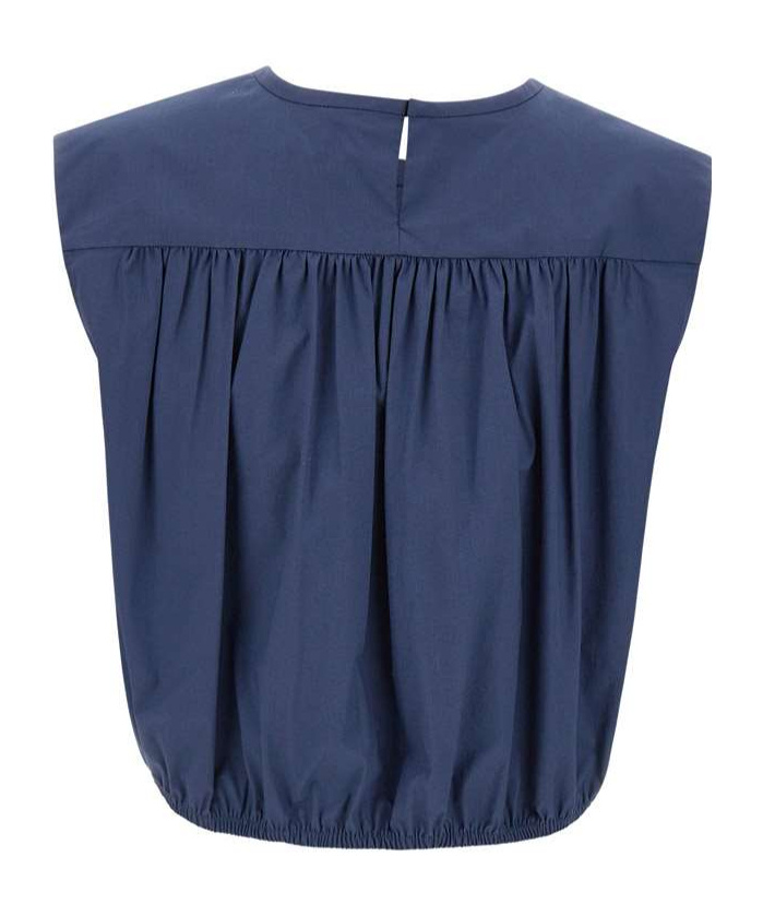 Shop Marella Stretch Cotton Blouse In Blue