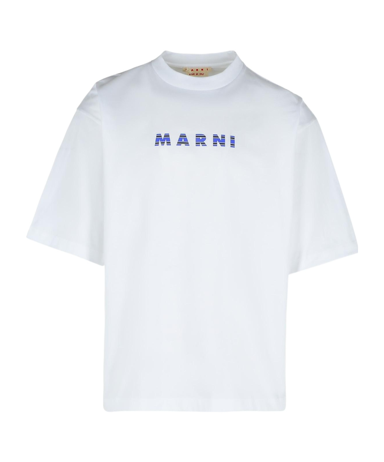 Marni Relaxed-fit Cotton T-shirt With Bold Logo Detail In White