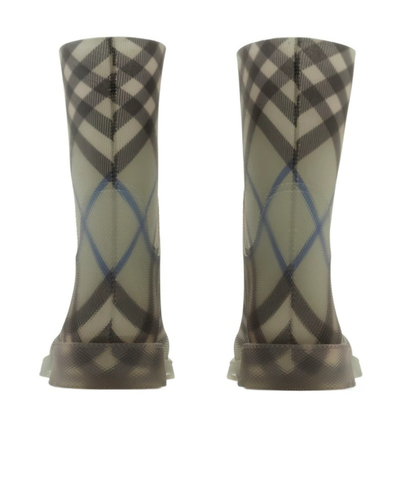 Burberry Marsh Checked Rain Boots In Green