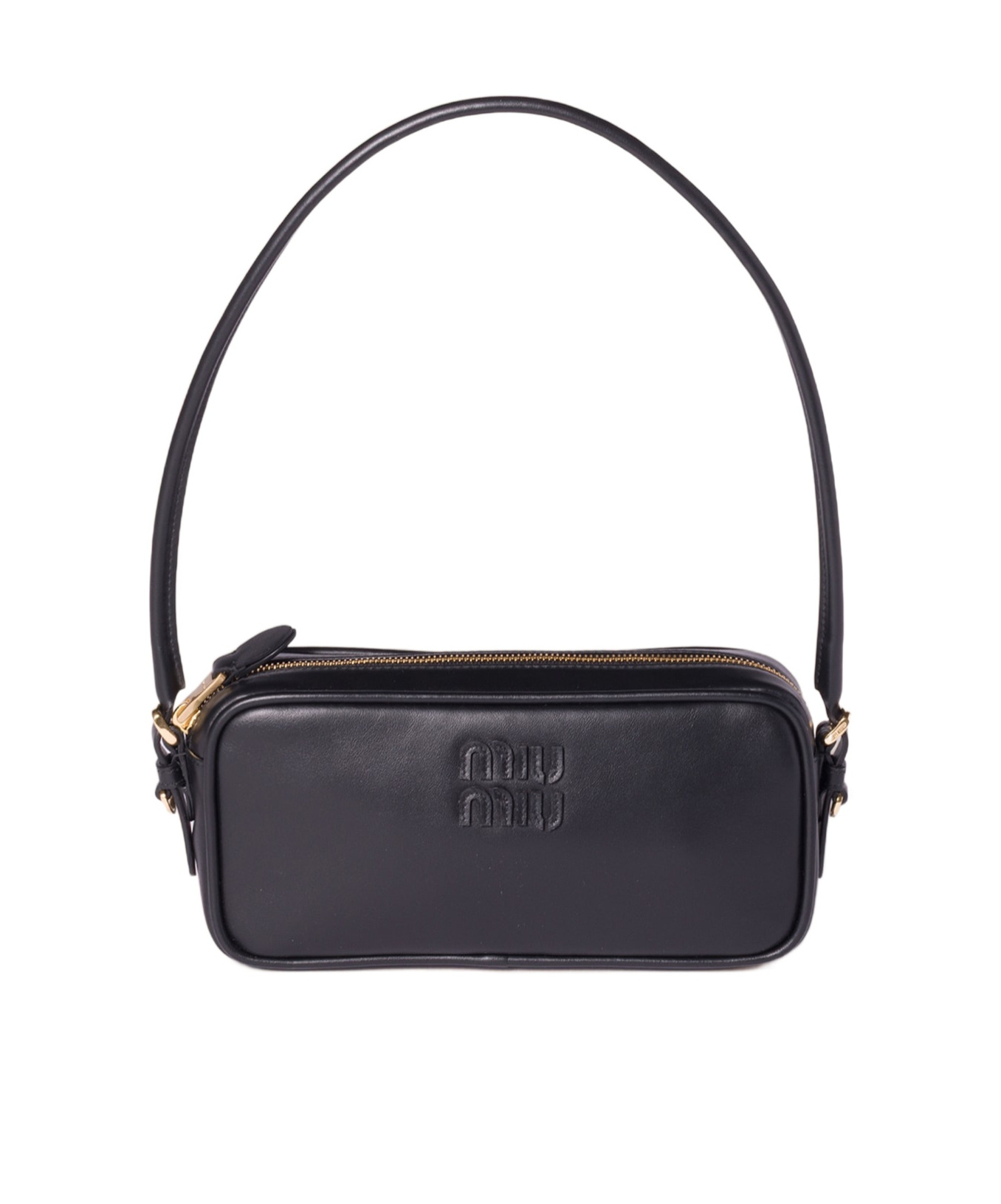 Miu Miu Leather Logo-detail Mini Bag In Black