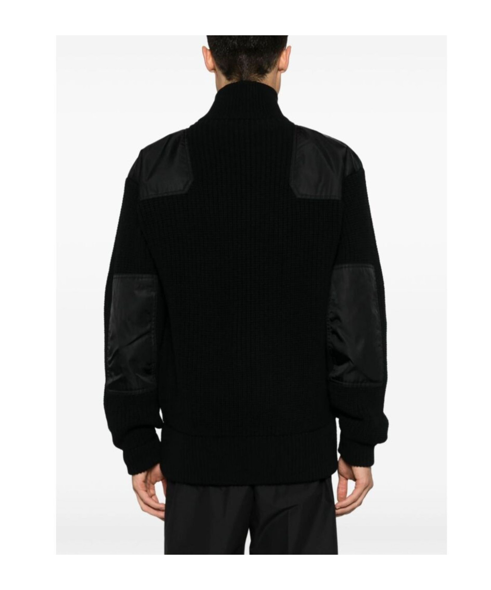 Prada Enamel-triangle Zip-up Jacket In Black