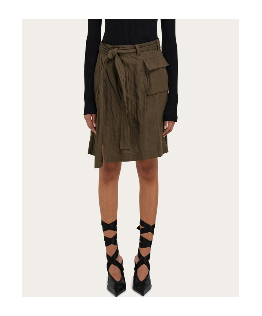 Shop Ferragamo Wrap Skirt In Cement