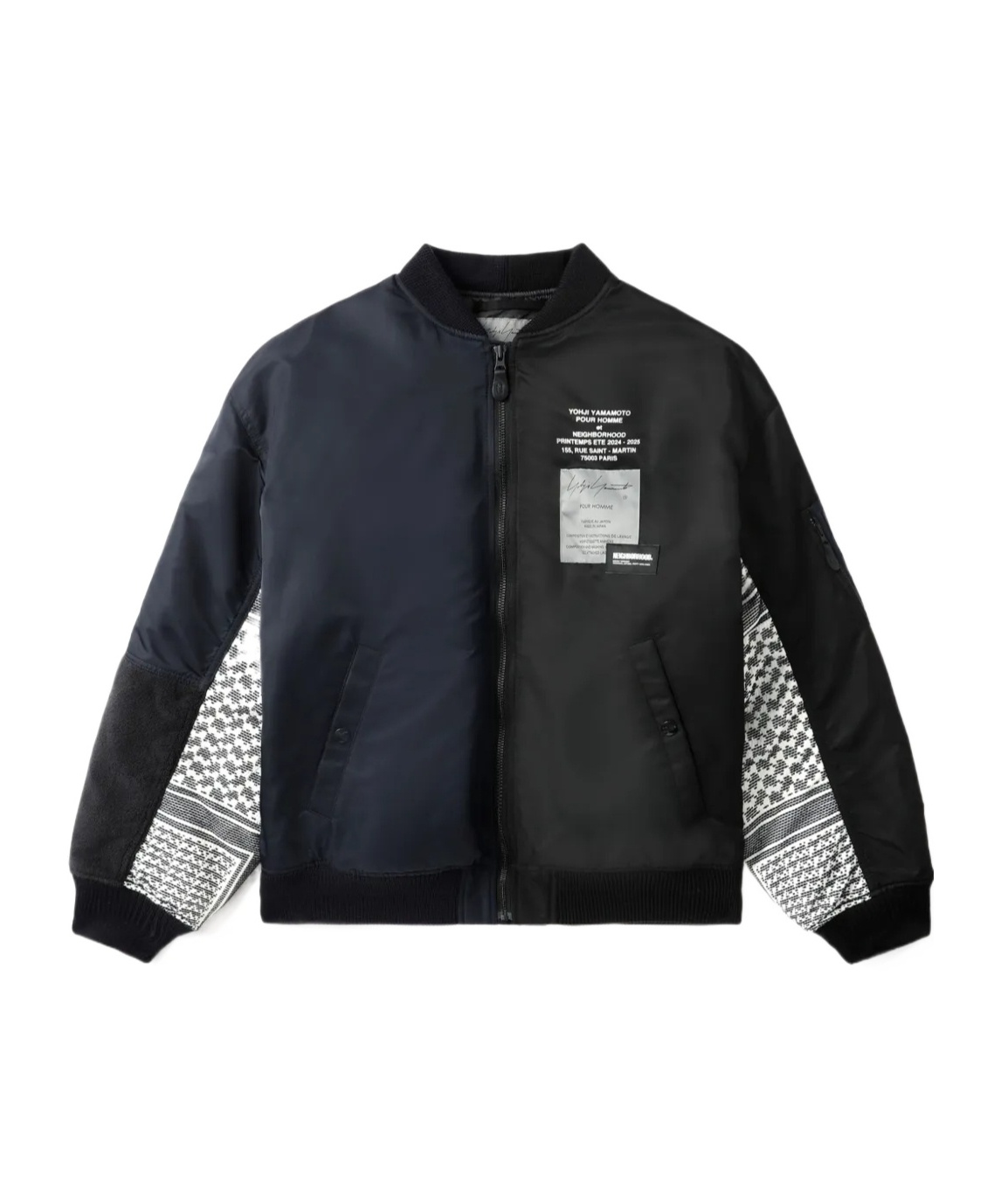 Yohji Yamamoto Black Neighborhood Edition Ma-1 Bomber Jacket In Black