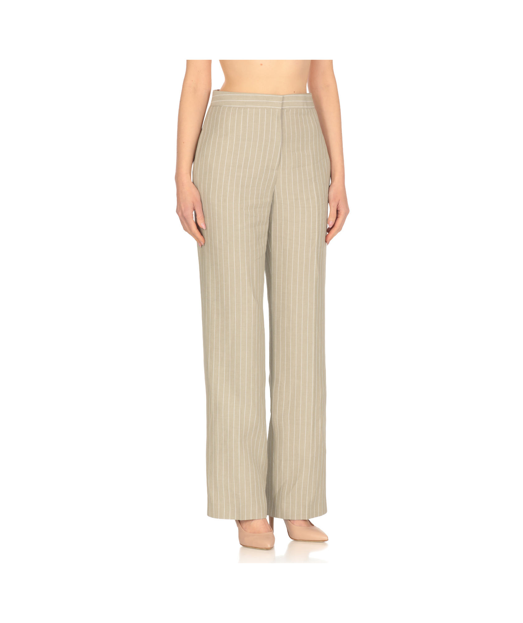 Fabiana Filippi Striped Linen Blend High Waist Trousers In Grey