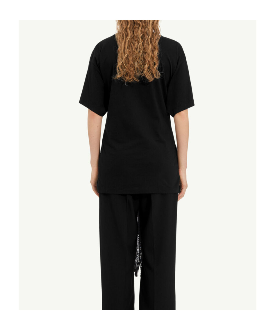 Mm6 Maison Margiela Roundneck Label T-shirt In Black