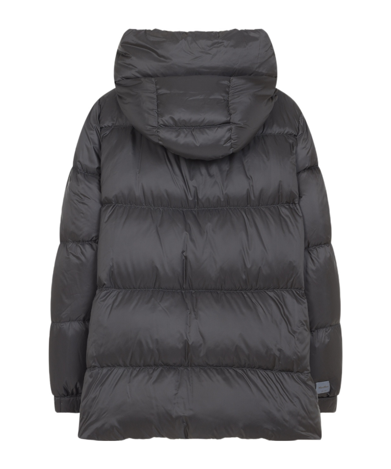 Max Mara Puffy Grey Down Jacket With Adjustable Hood In Black