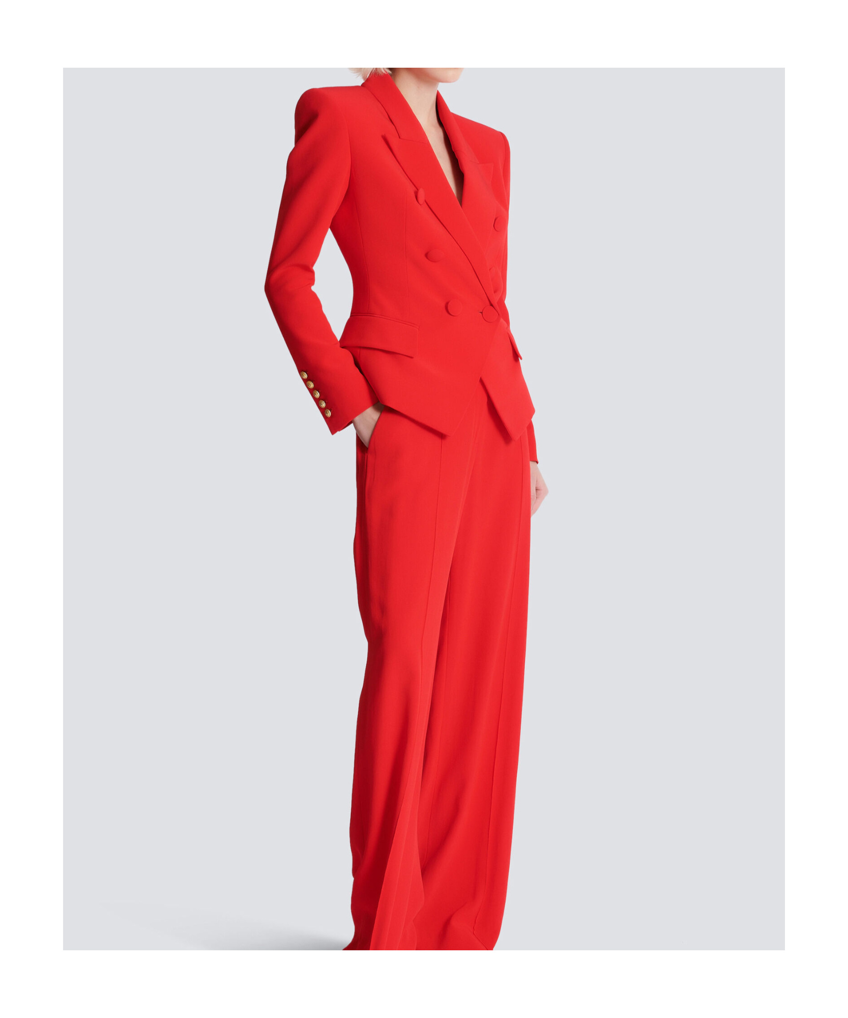Balmain Lapels Double-breasted Blazer Peak In Red