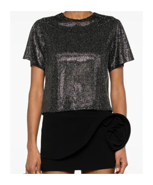 Giuseppe Di Morabito Embellished Metallic Short Sleeves Blouse In Black
