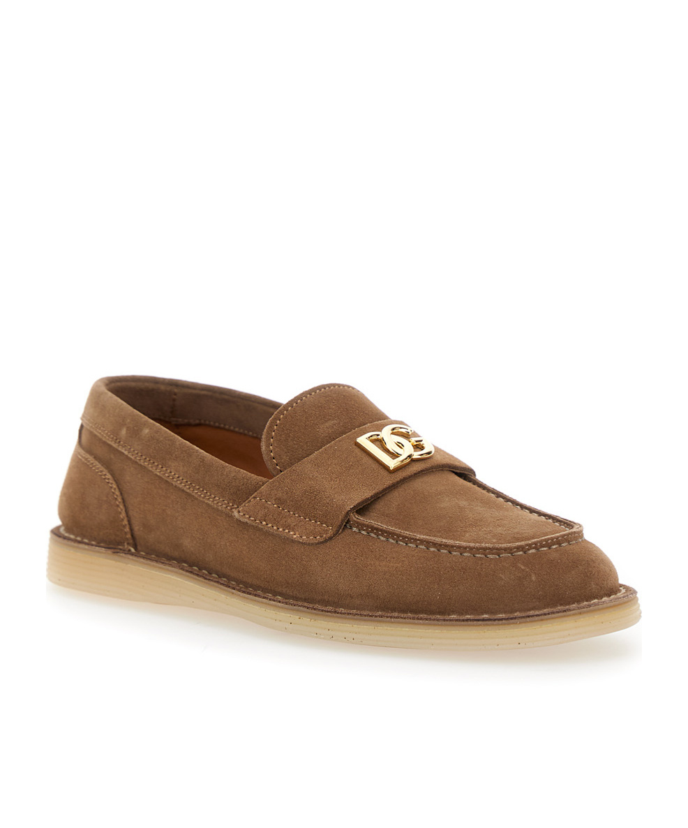Dolce & Gabbana Dolce  Gabbana Logo Plaque Loafers In Brown