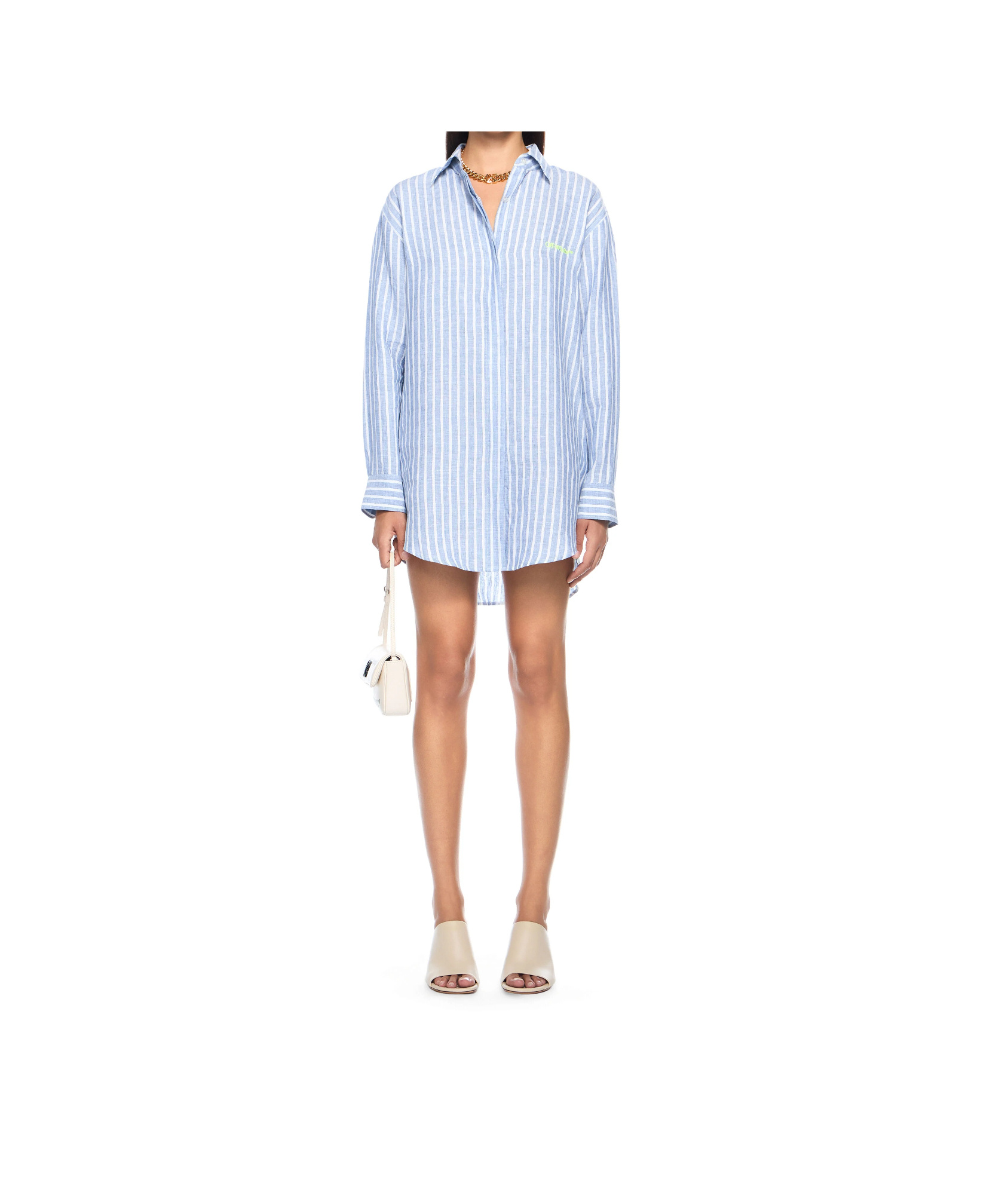 Off-white Striped Over Shirt Dress In Multi