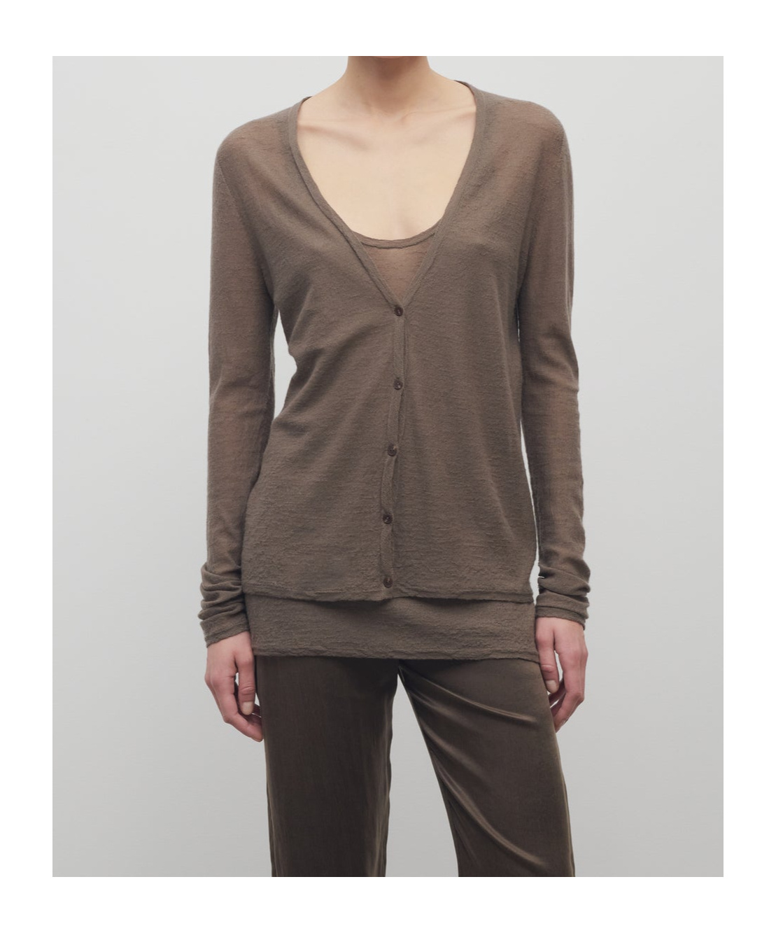 The Row Kasem Cashmere Cardigan In Brown
