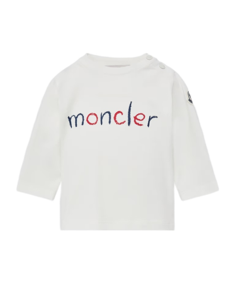 Moncler Enfant Logo Printed Crewneck T-shirt In White