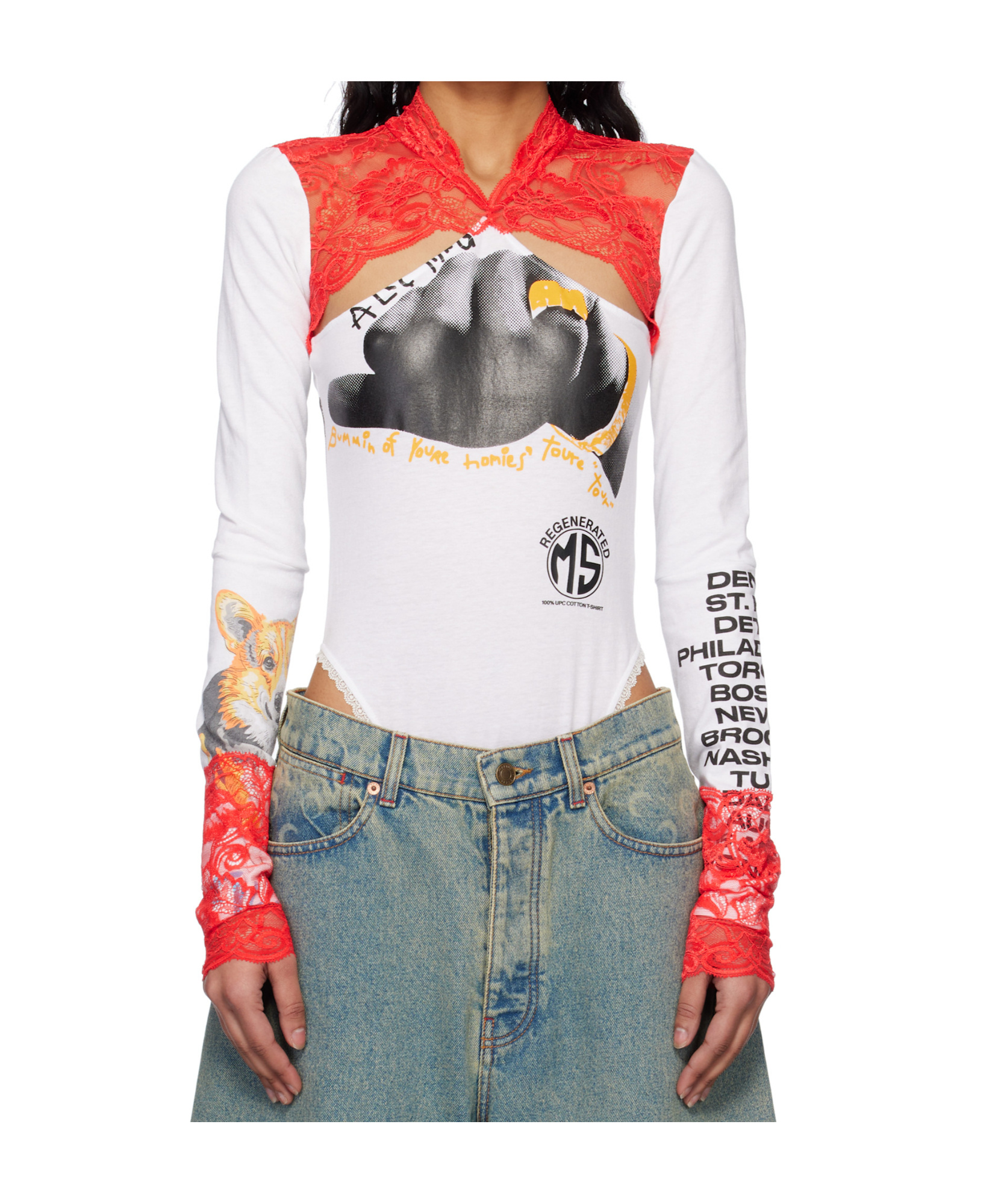 Marine Serre Long Sleeve Jumpsuit In White