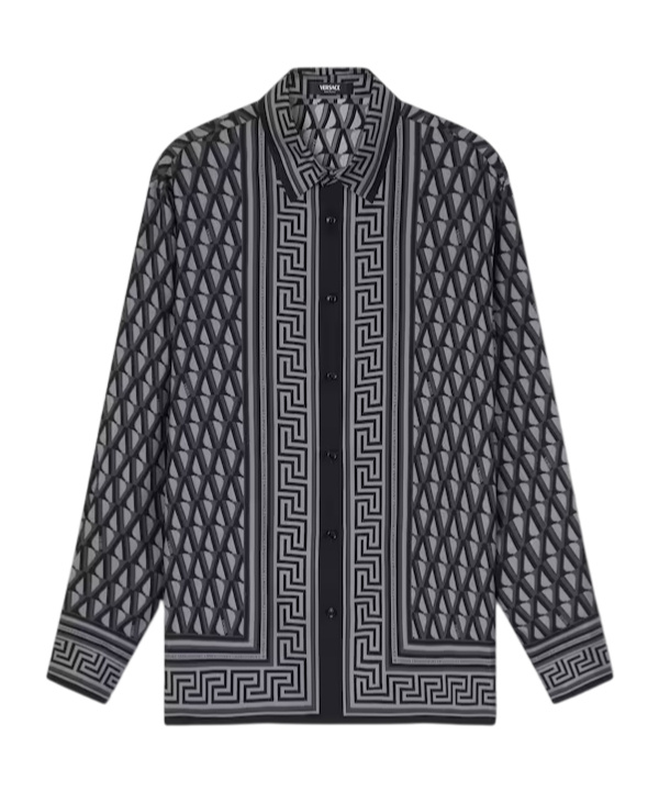 Versace Pattern-printed Long-sleeved Shirt In Black