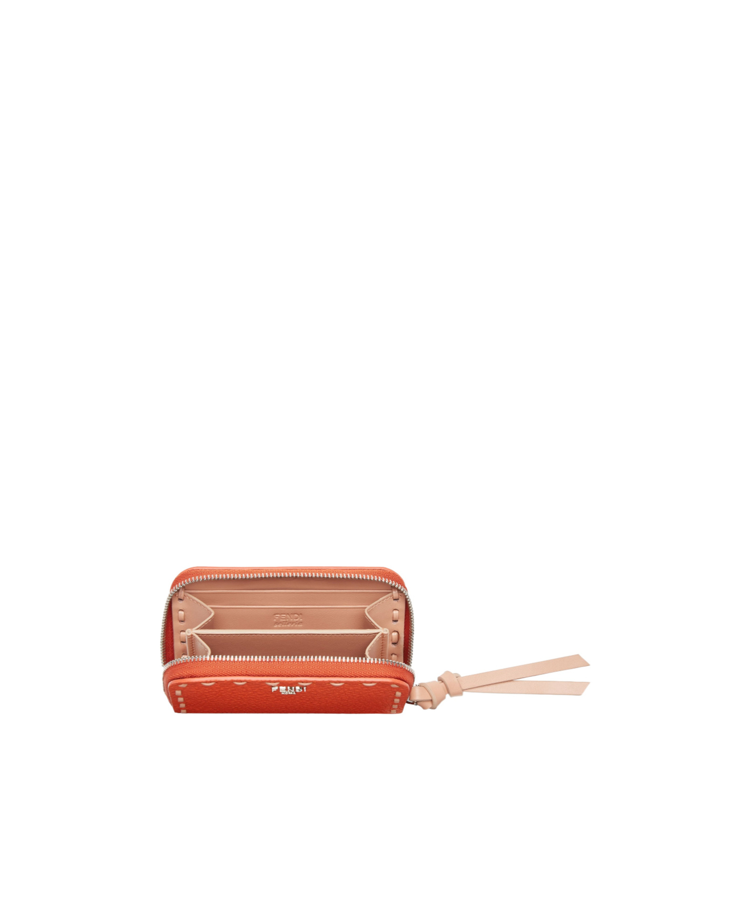 Fendi Zippered Peekaboo Mini Wallet In Orange