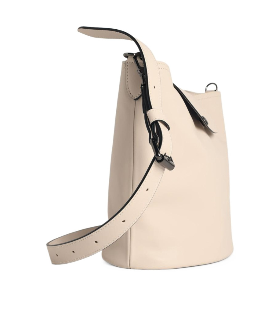 Longchamp Paper Leather Bucket Bag With Adjustable Strap In Brown