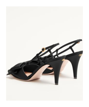 Valentino Mid Heel Bow Detail Slingback Pumps In Black
