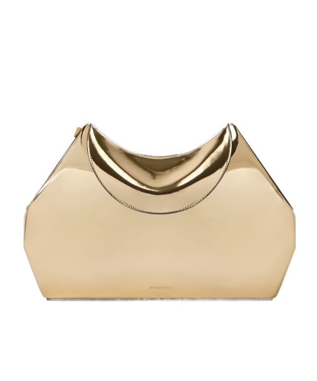 Givenchy Facet Clutch In Mirror Effect Leather In Brown