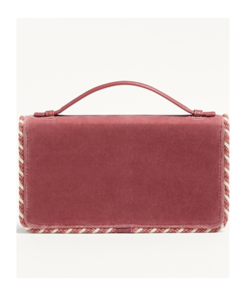Valentino Vlogo Signature Velvet Chain Wallet With Jewel Logo In Red