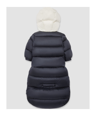 Moncler Enfant Logo Patch Detachable Sleeping Bag Jacket In Blue