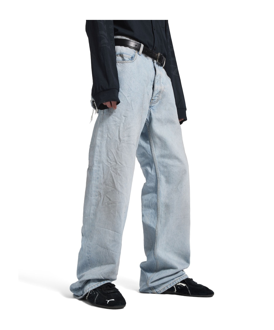 Balenciaga Men's Distressed Relaxed Fit Pants In Light Blue In Blue