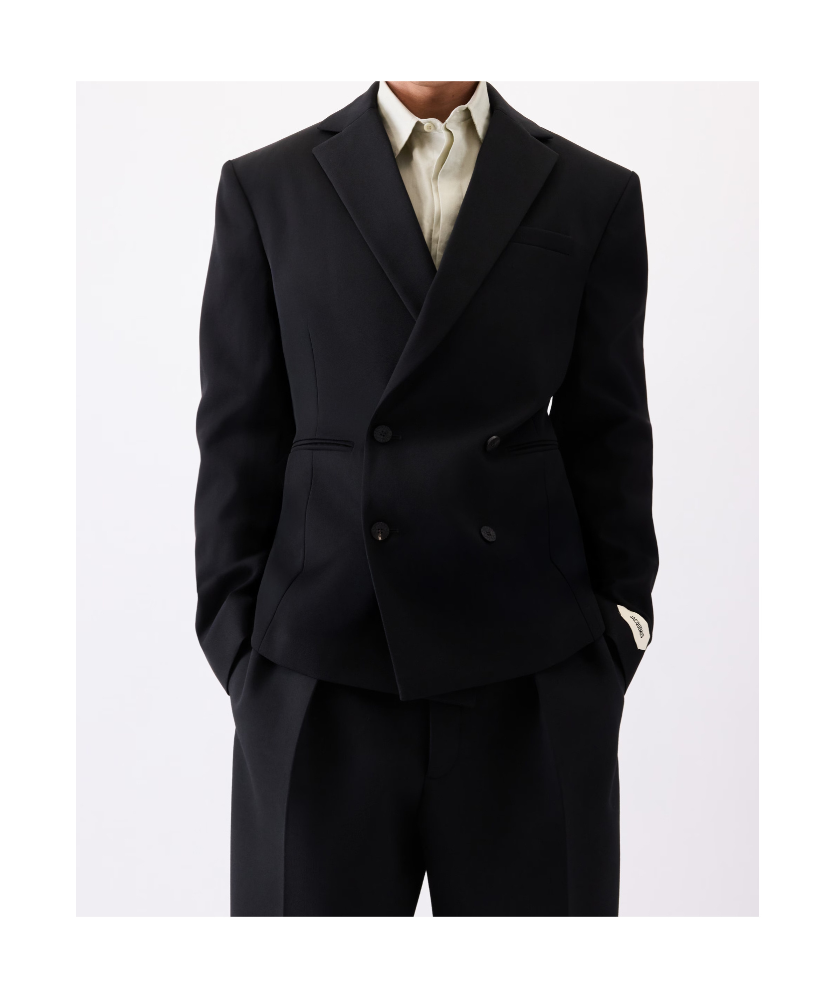 Jacquemus Fernando Double-breasted Padded-shoulder Blazer In Black