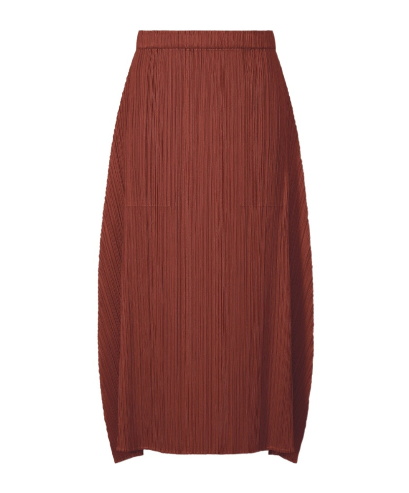Issey Miyake Pleats Please  Monthly Colors October Pleated Midi Skirt In Brown