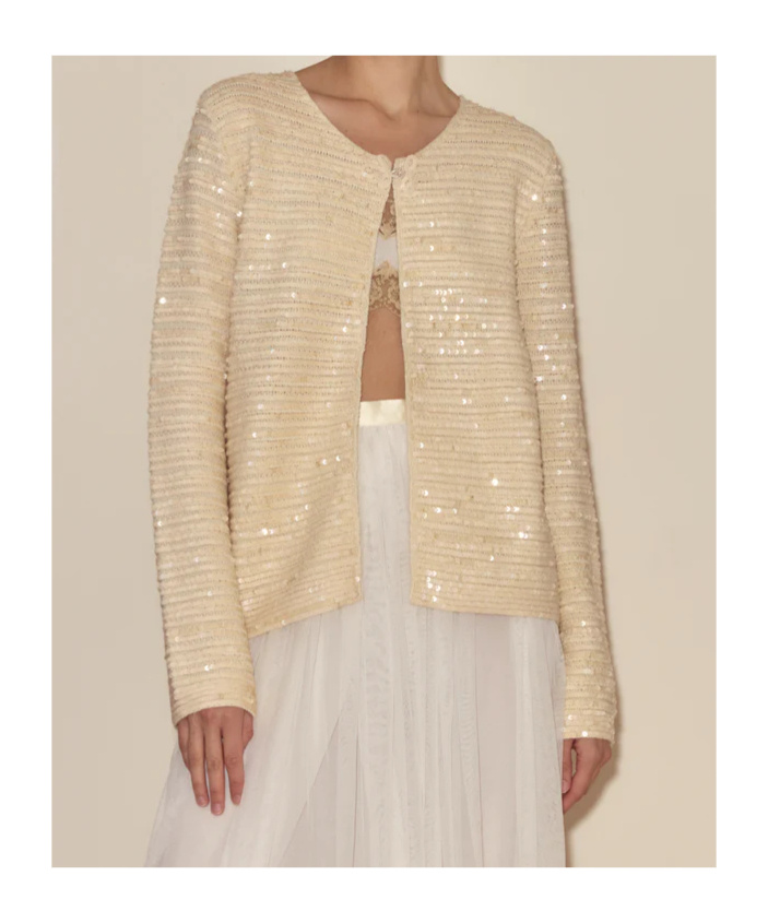 Bode Sequin Spotlight Swing Cardigan - Ivory In White