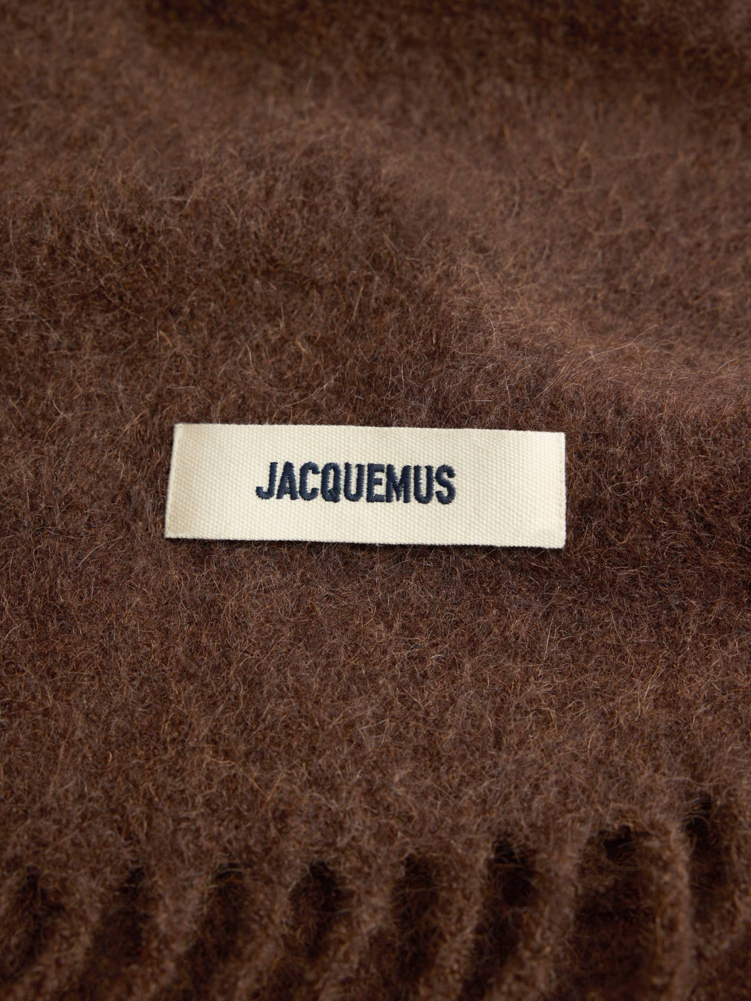Jacquemus The Carro Logo-patch Scarf In Brown