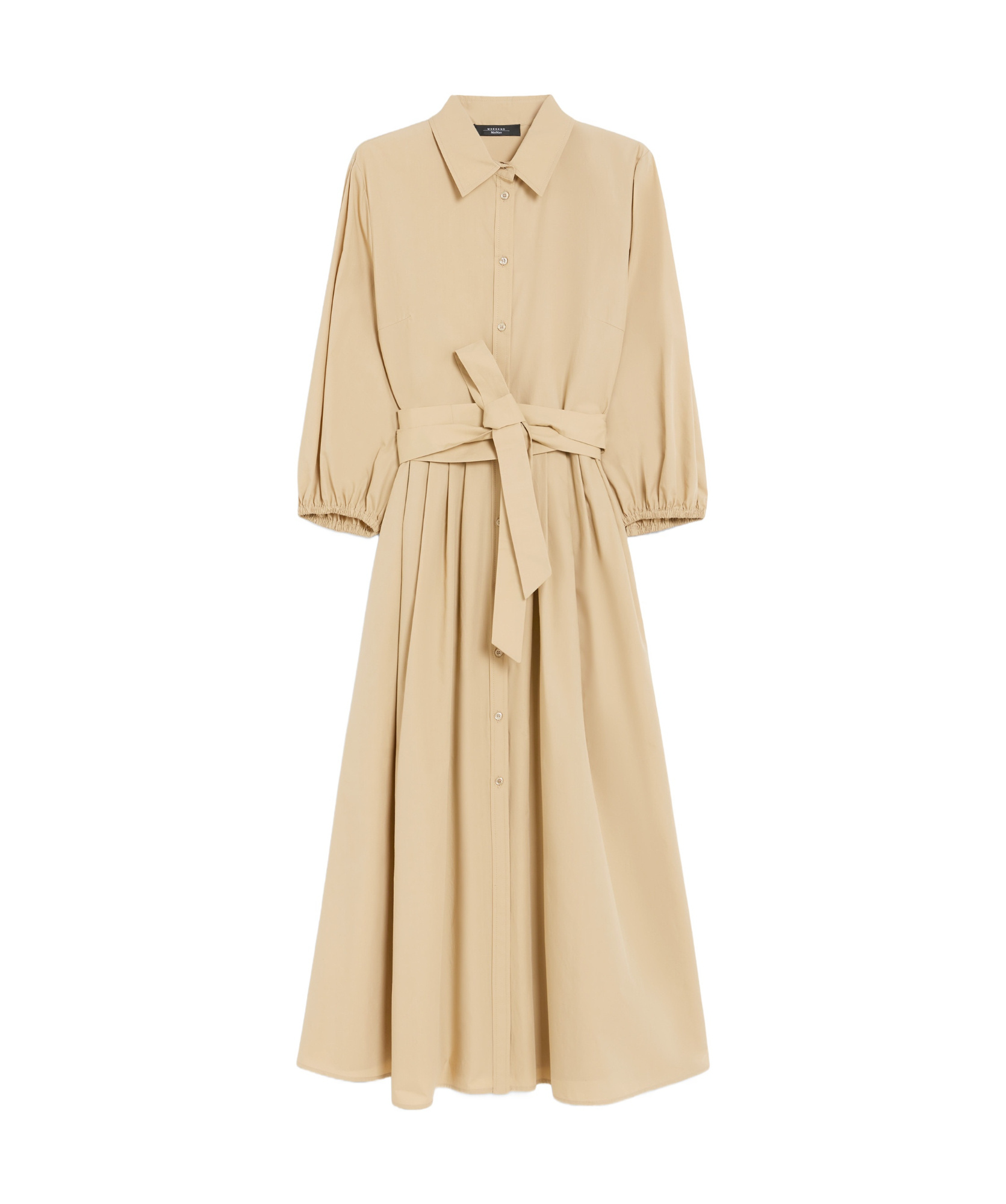 Weekend Max Mara Omens Kentia Pleated Cotton-poplin Midi Dress Sand In Nude