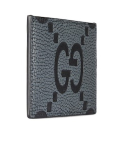 Gucci Maxi Gg Leather Cardholder In Black