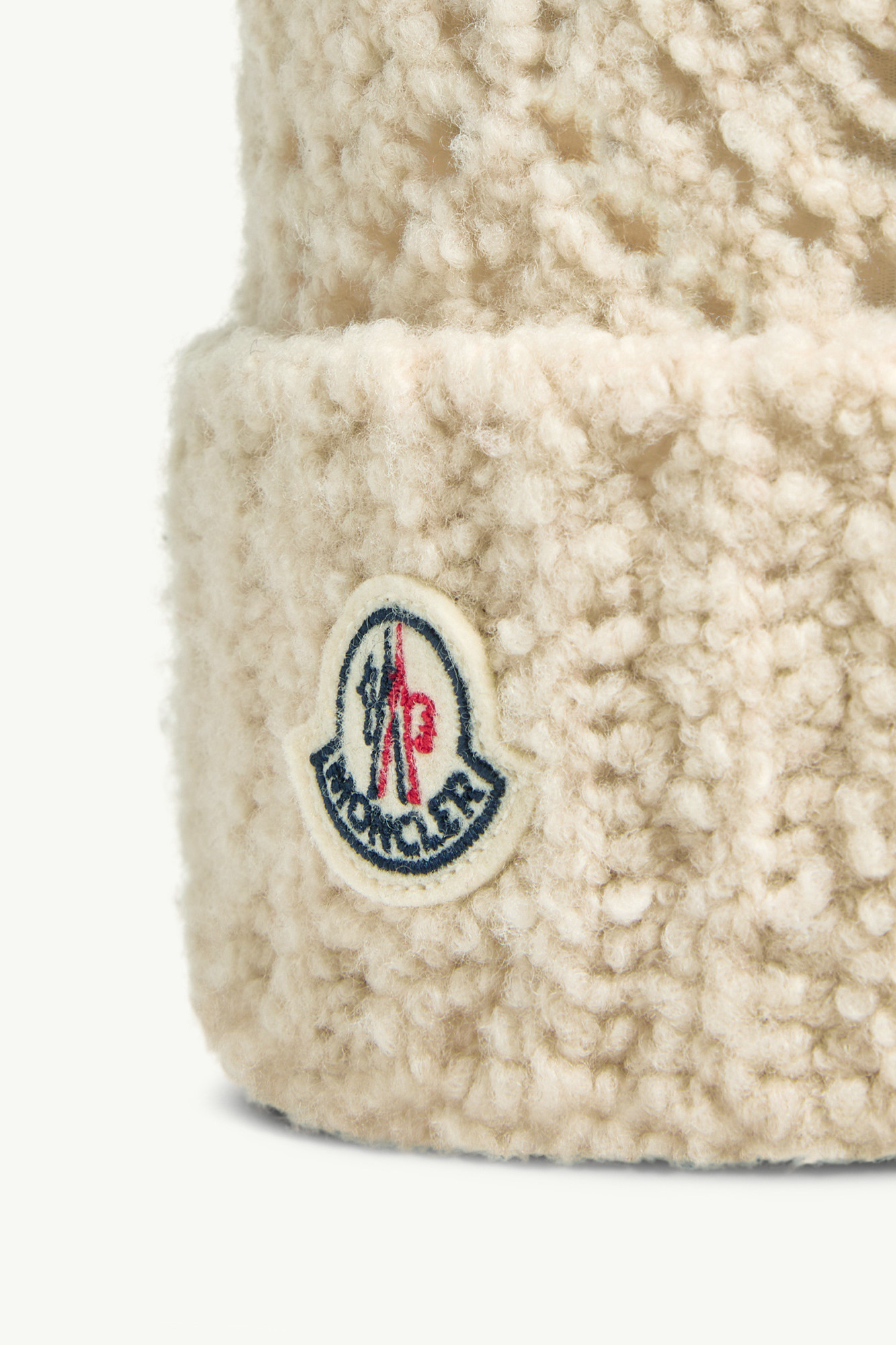 Moncler Wool Blend Beanie With Pom Pom In Neutral