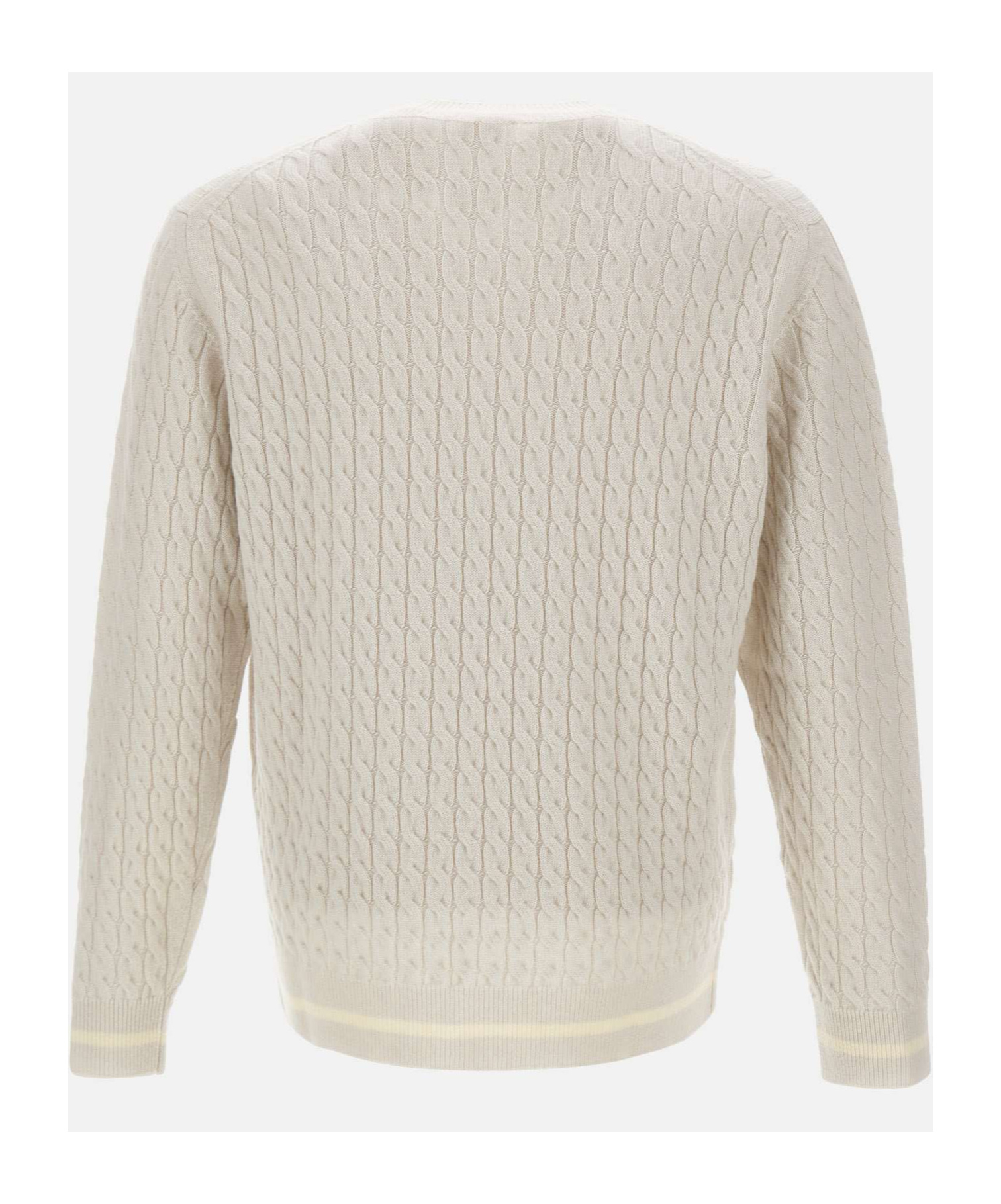 Eleventy Cable-knit Ribbed-edge Sweater In White