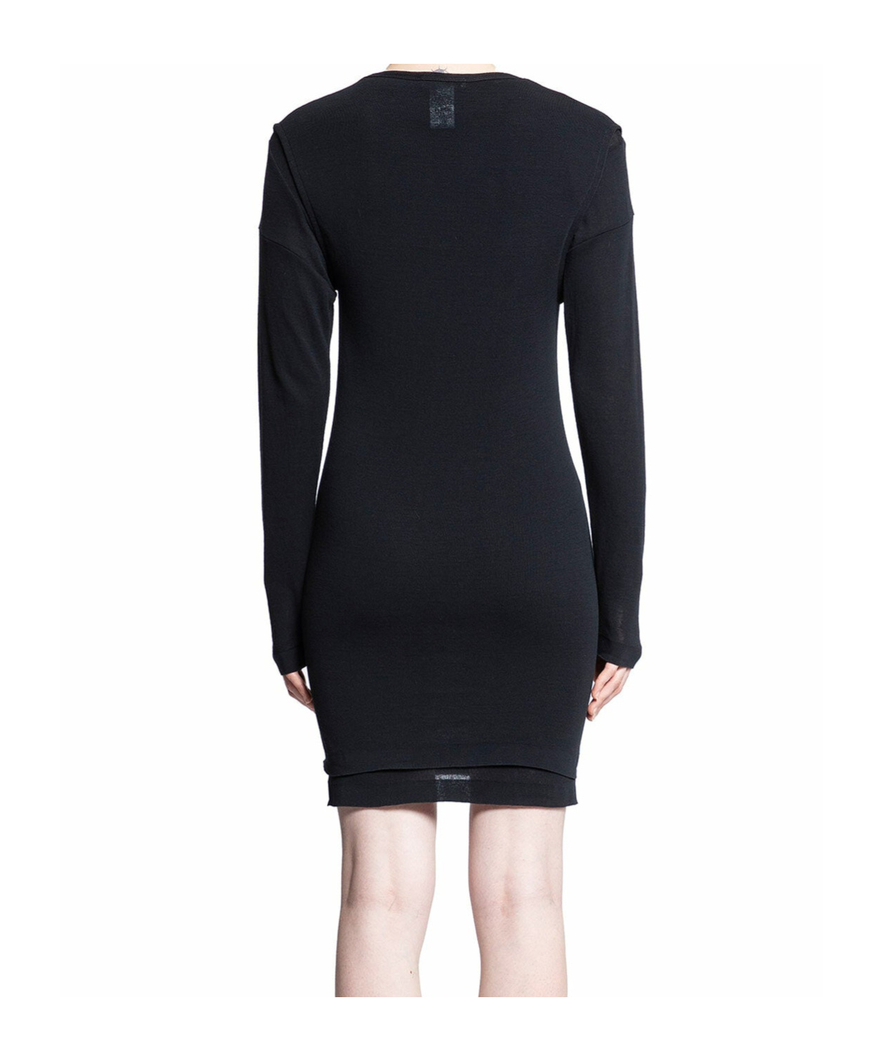 Lemaire Double Layered Knitted Mini Dress In Black