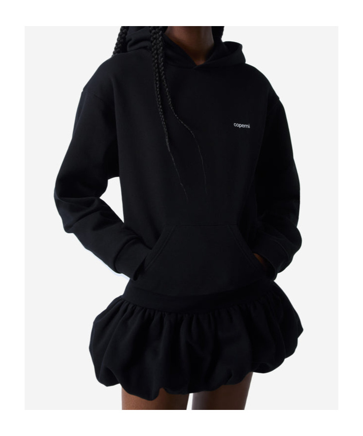 Coperni Black Basque Logo Hoodie Minidress In Black