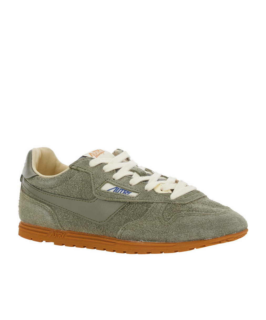 Autry Windspin Green Low Top Sneakers With Logo Patch On Tongue And Side In Suede Woman In Gray