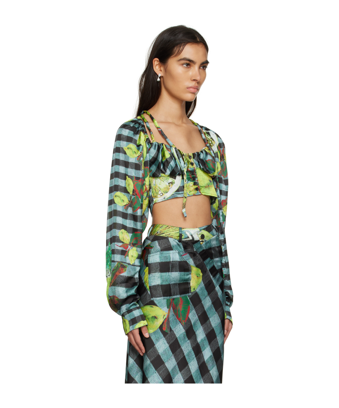 Ottolinger Lemon Check Pattern Blouse In Green
